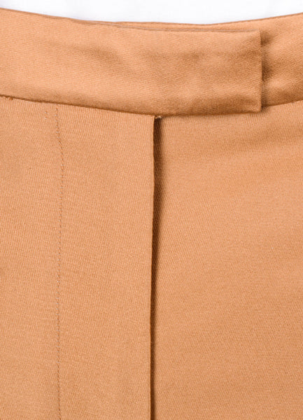 Tan Silk Blend Patch Pocket Shorts