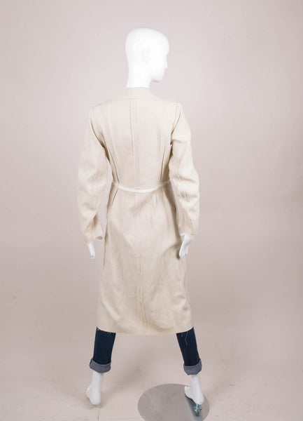 Beige Lightweight Linen Snap Button Coat Dress