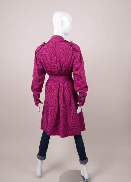 Purple and Fuchsia Lightweight Classic Belted Trench Coat