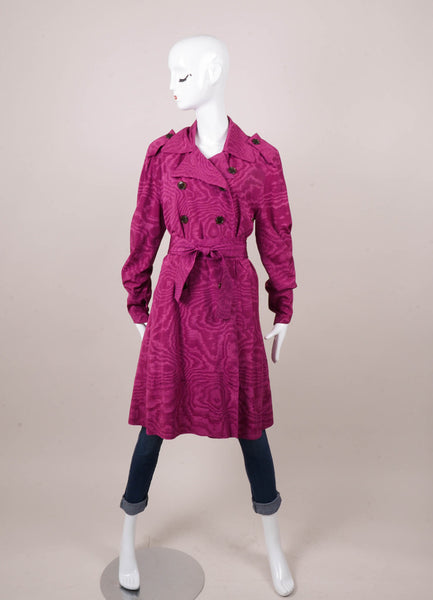 Purple and Fuchsia Lightweight Classic Belted Trench Coat