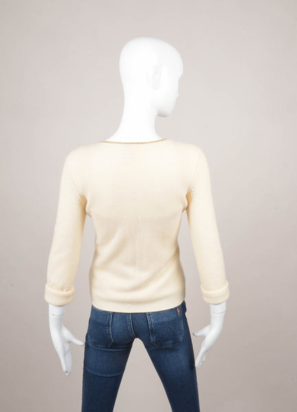 Cream and Multicolor Cashmere Sweater and Tank Top Set