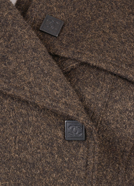 Dark Green Cashmere "CC" Snap Button Pea Coat