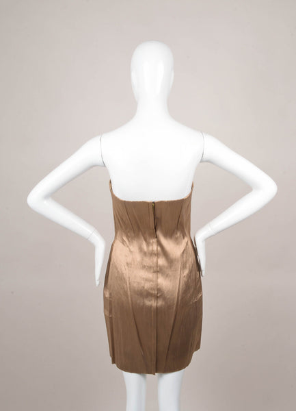 Gold Fitted Strapless Dress