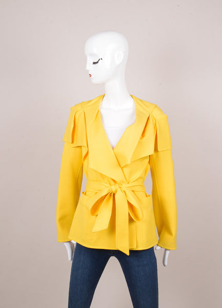 New With Tags Yellow Wool Belted Jacket