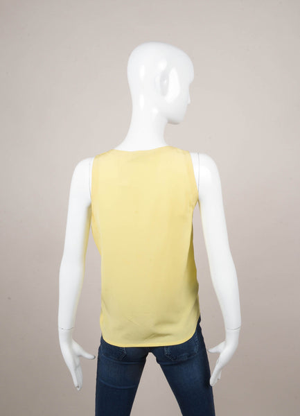 Yellow and Gold "CC" Button Sleeveless Blouse