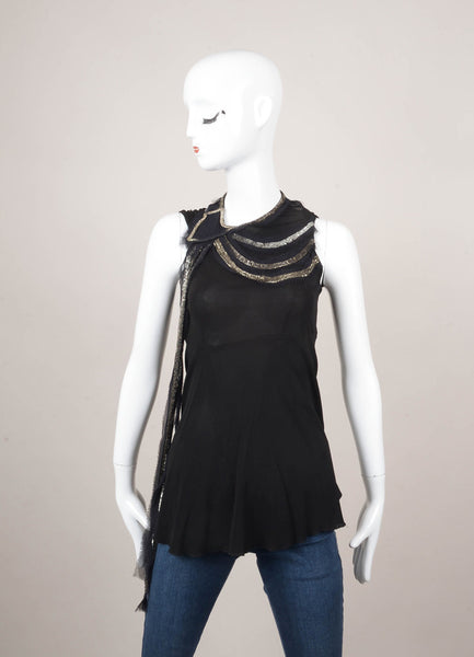 Black and Silver Halter Top With Embellishments