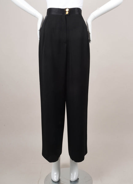 Black Wool Wide Leg Pants