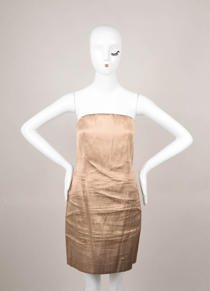 Gold Fitted Strapless Dress