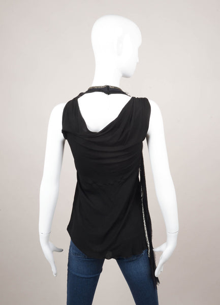 Black and Silver Halter Top With Embellishments