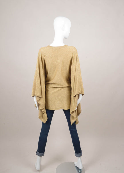 Gold Glitter Draped Sleeve Blouse