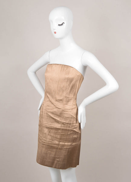 Gold Fitted Strapless Dress