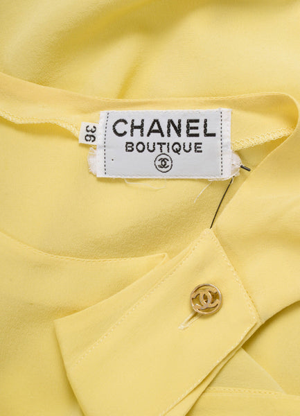 Yellow and Gold "CC" Button Sleeveless Blouse