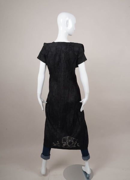 Black Lace Sheer Silk Mesh Cap Sleeve Layering Coat