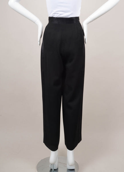 Black Wool Wide Leg Pants