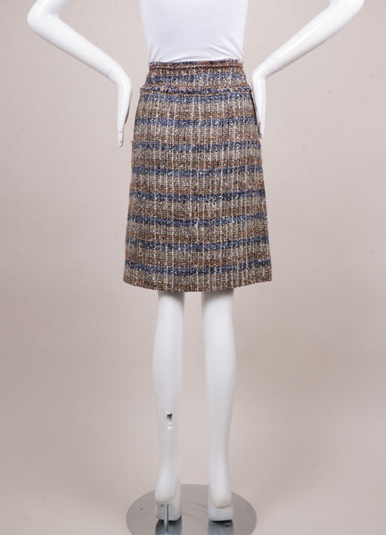 Blue, Brown, and Grey Knit Pencil Skirt