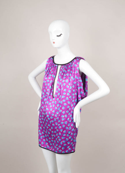 Purple and Blue Heart Patterned Sleeveless Keyhole Dress