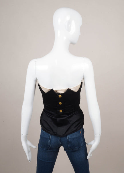 Black and Cream Quilted Strapless Bustier Top