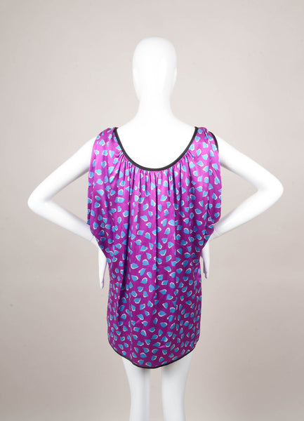 Purple and Blue Heart Patterned Sleeveless Keyhole Dress