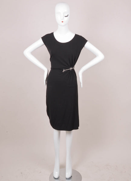 Black Cap Sleeve Zip Detail Dress