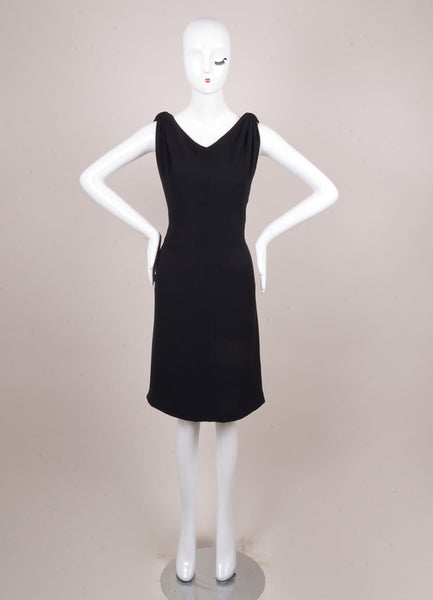 Black Silk Sleeveless Draped Dress