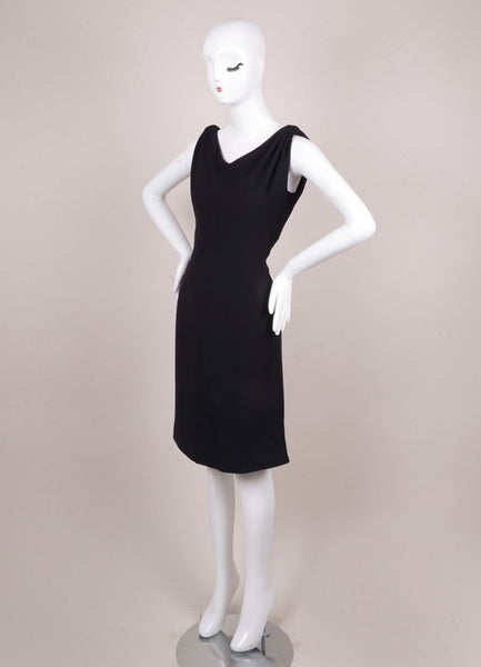 Black Silk Sleeveless Draped Dress