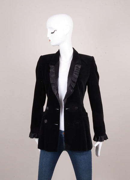 Black Velvet Ruffle Blazer