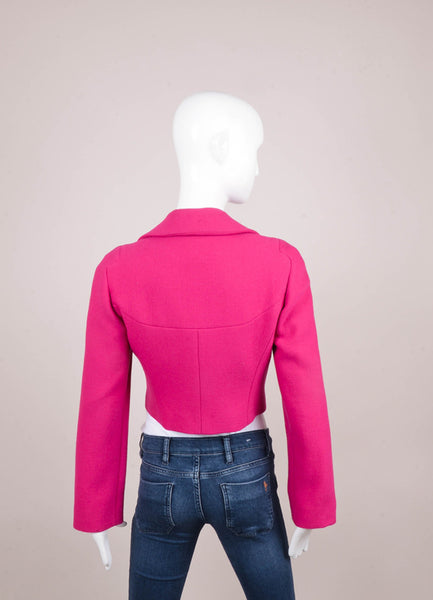 Pink Seamed Cropped Wool Jacket