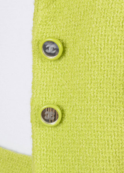 Lime Green Wool and Silk Knit Skirt Suit