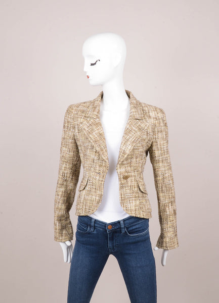 Brown and Tan Tweed Long Sleeve Jacket