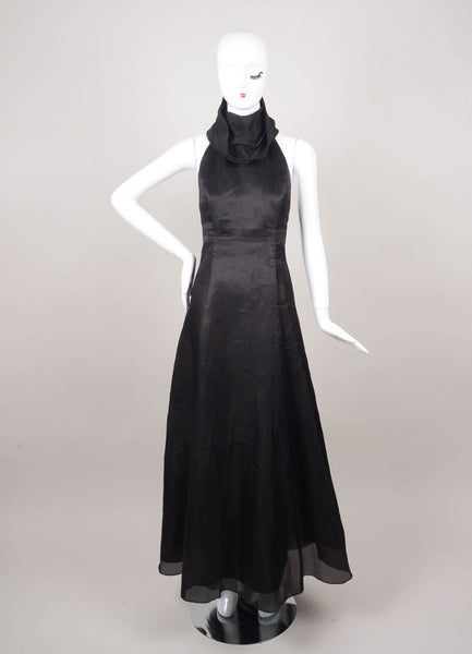 Black Turtleneck Racerback Evening Gown