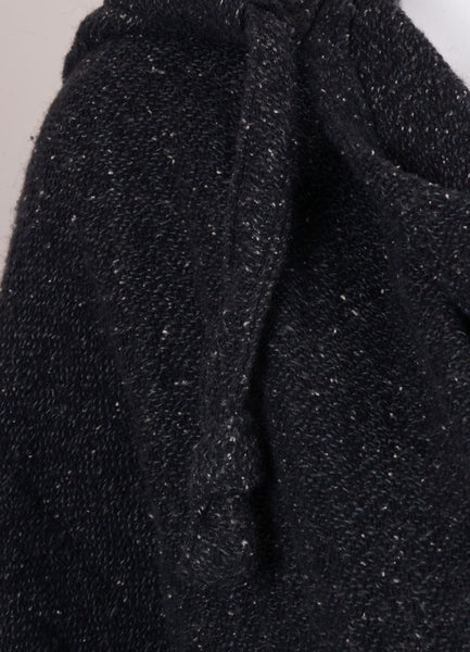 Charcoal Grey Speckled Cotton Blend Hooded Pullover