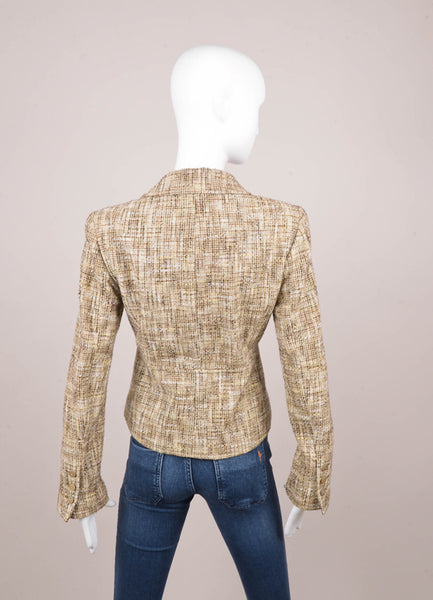 Brown and Tan Tweed Long Sleeve Jacket