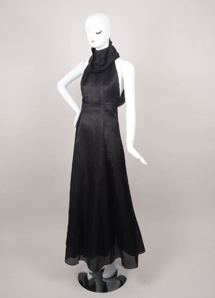 Black Turtleneck Racerback Evening Gown