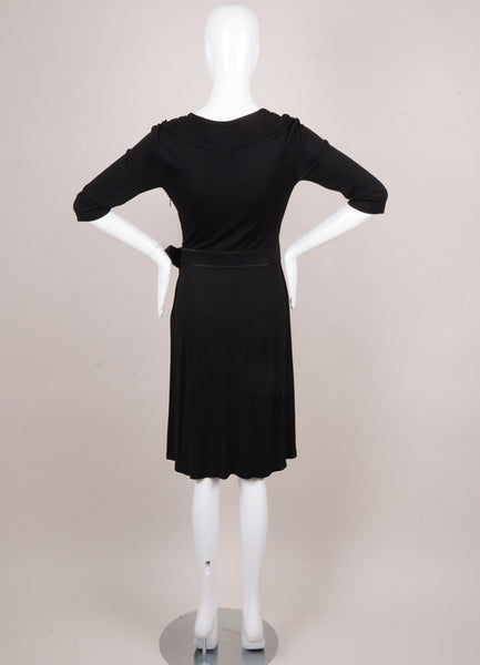 Black Three Quarter Length Sleeve Bow Detail Dress