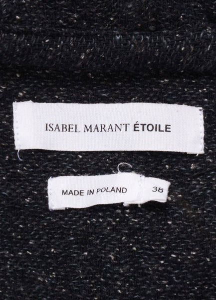 Charcoal Grey Speckled Cotton Blend Hooded Pullover