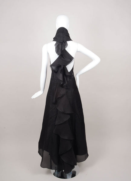 Black Turtleneck Racerback Evening Gown