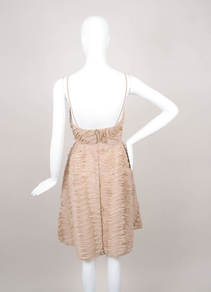 Nude Layered Ruffle Spaghetti Strap Cocktail Dress