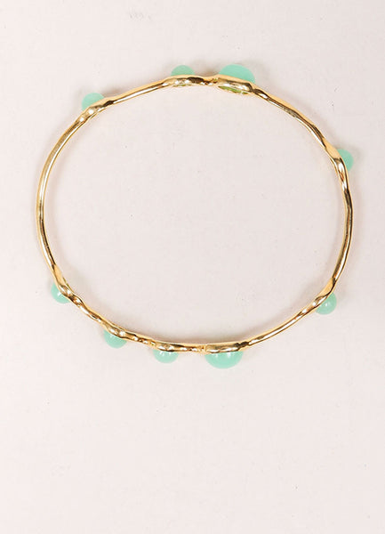Ippolita 18K Gold and Green Chrysoprase Stone Embellished Bangle Bracelet Topview