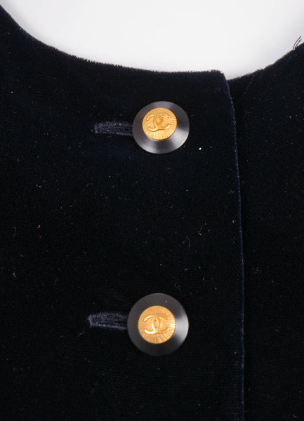 Black Velvet Best With Gold Toned "CC" Buttons