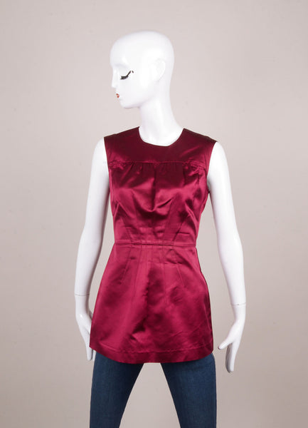 Maroon Sleeveless Silk Top