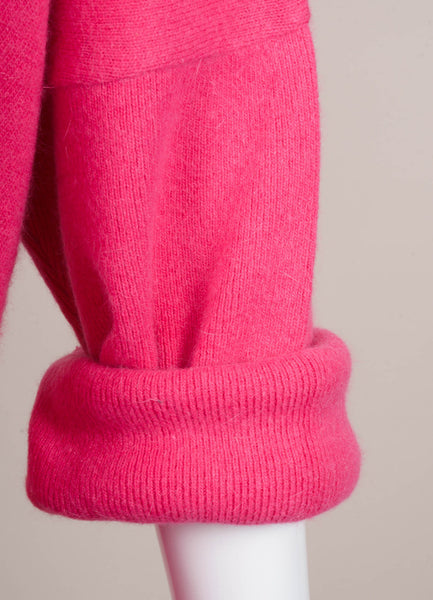 Hot Pink Drape Lambswool and Angora Sweater