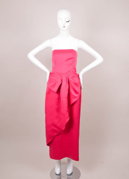 Pink Strapless Evening Gown With Large Front Bow