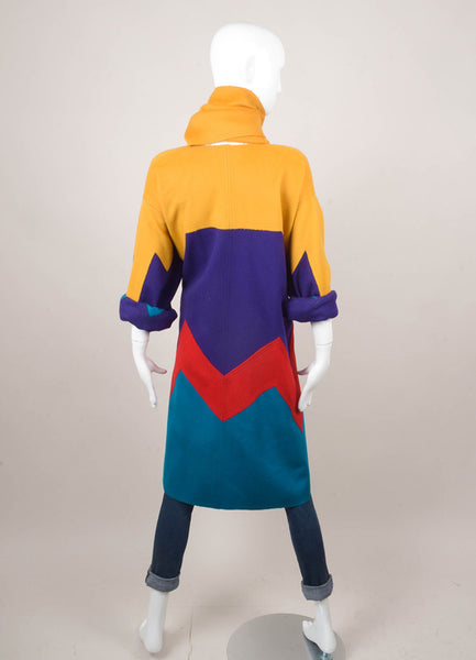 Colorblock Jacket With Scarf