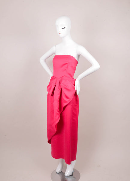 Pink Strapless Evening Gown With Large Front Bow