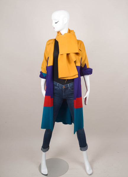 Colorblock Jacket With Scarf