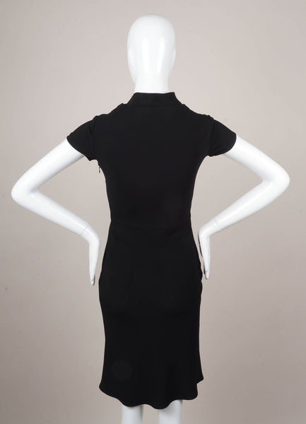 Black V Neck Cap Sleeve Flared Dress