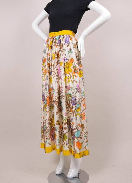 Vintage Multicolor Floral Print Long Skirt