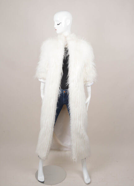 White Thick and Shaggy Long Faux Fur Coat