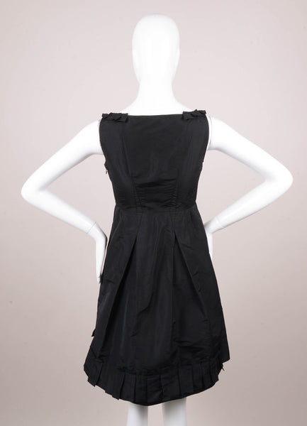 Black Sleeveless Pleated Ruffle Dress