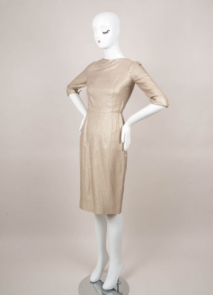 New With Tags Gold and Silver Metallic Striped Dress
